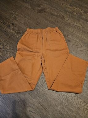 Women's Elastic-Waist Chino Pants in Burnt Orange